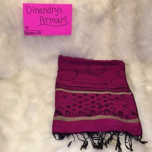 Louis Vuitton pink scarf.
